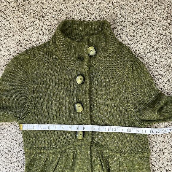 Vtg FEVER Green Chunky Knit Peplum Button Cardigan Boho Forest Fairy Y2K Sz‎ L - Picture 7 of 8